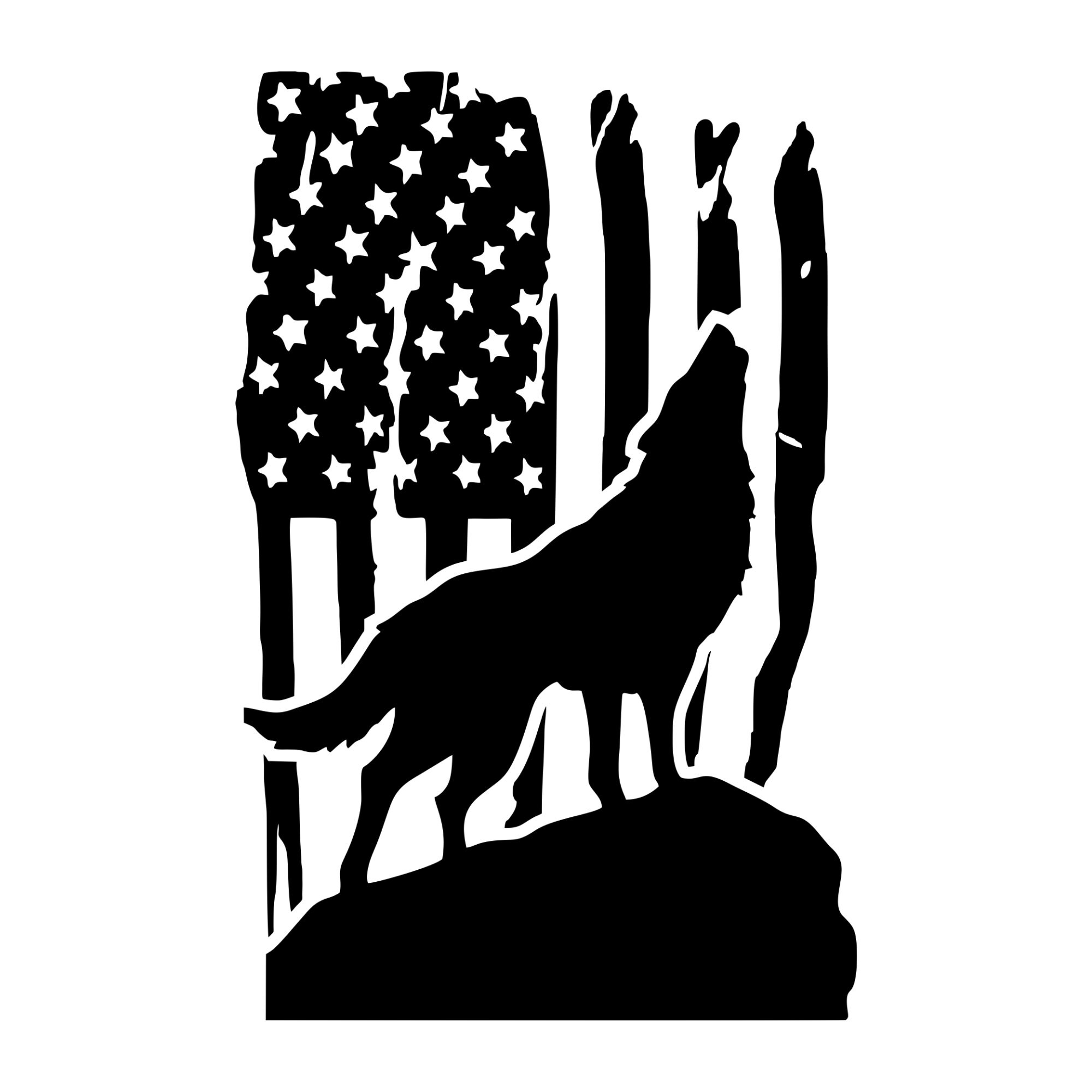 Wolf flag decal Wolf American flag car decal laptop decal Etsy