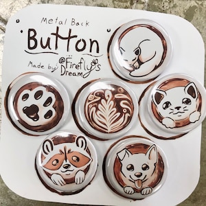 Coffee Foam Art Button Pin