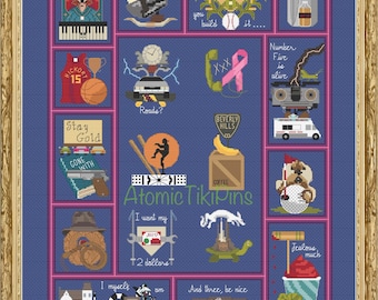 80s Movie Night Stitch-A-Long Booster Pack #1 Cross Stitch Pattern