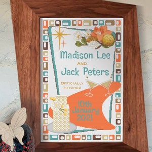 Cross Stitch Pattern:  Midcentury Wedding Sampler