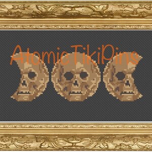 Cross Stitch Chart:  Moon Phases Skulls