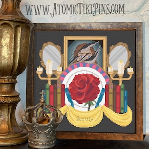 Beauty Princess Crest Cross Stitch Pattern