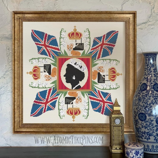Padrão de ponto cruz Mandala da Rainha Elizabeth II
