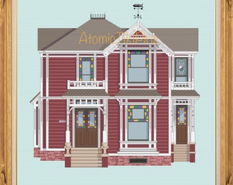 Charmed Victorian Manor House Cross Stitch Pattern