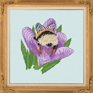 Bee Butt on Crocus Cross Stitch Pattern PDF