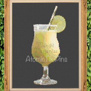 Midnight Margaritas Small Cross Stitch/ Needlepoint Pattern