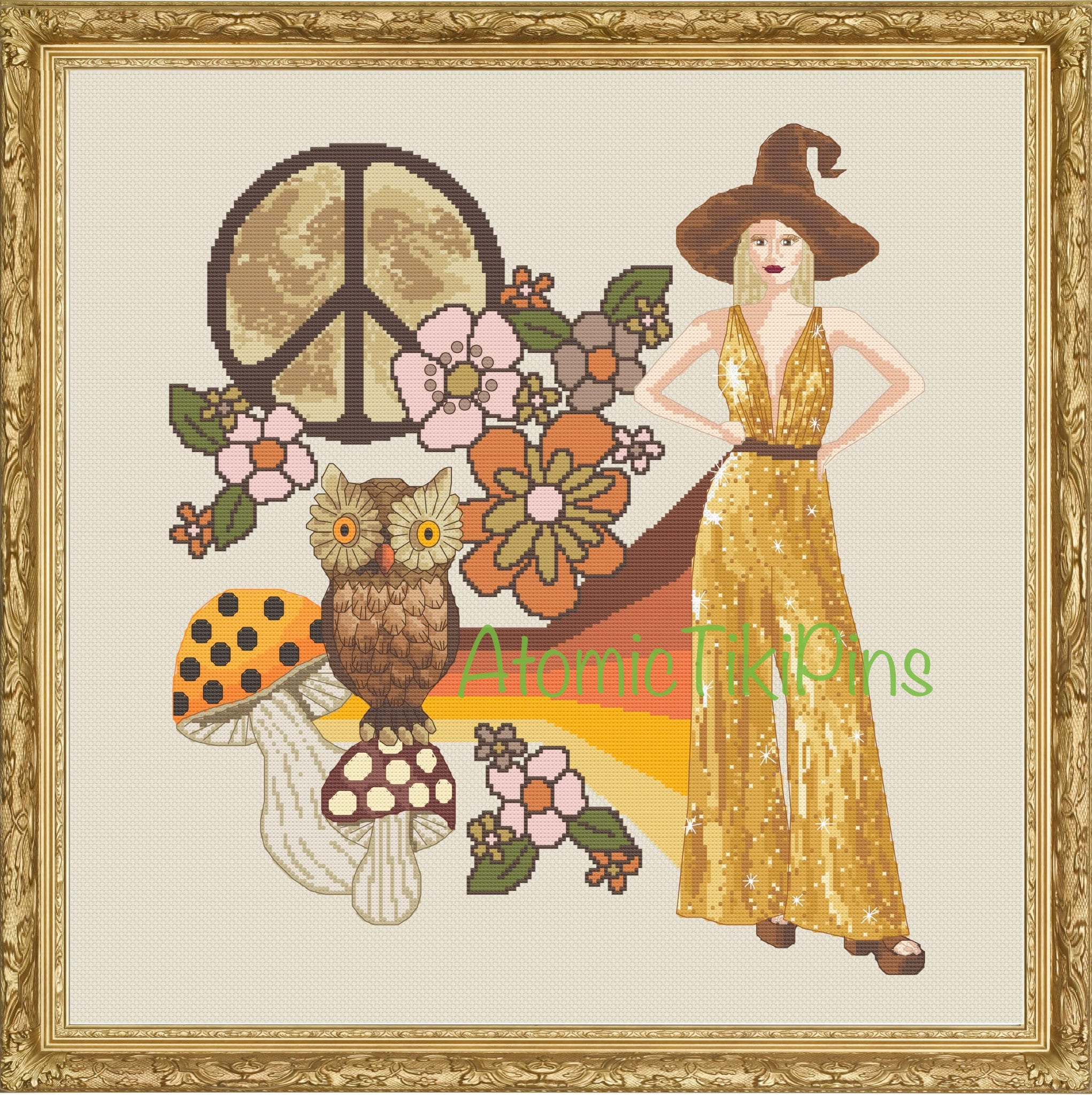 Dawn the Hippie Witch Cross Stitch Pattern - Etsy