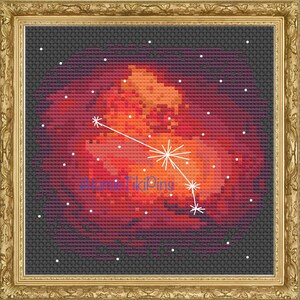 Aries Zodiac Nebula Cross Stitch Pattern