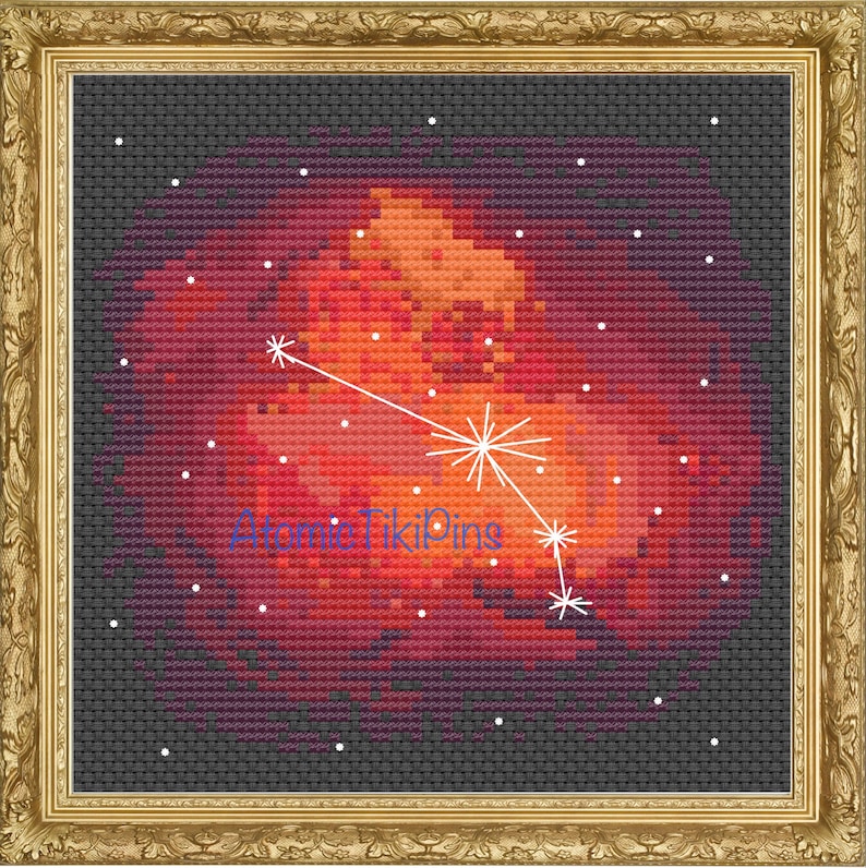 Aries Zodiac Nebula Cross Stitch Pattern image 1