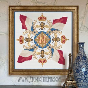 France’s Napoleon Symbol Mandala Cross Stitch Pattern PDF