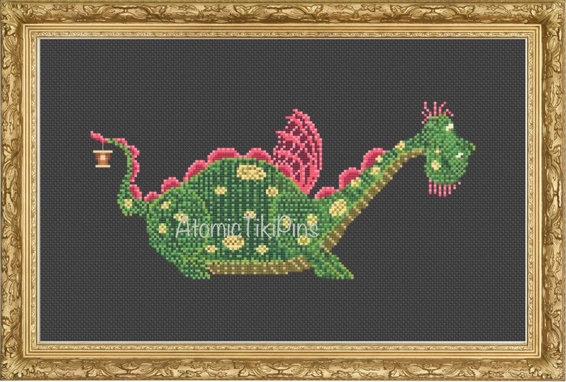 Cross Stitch Pattern: Green Dragon Electrical Float image 1