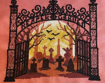 Reaper Garden Cemetery Gates kruissteekpatroon
