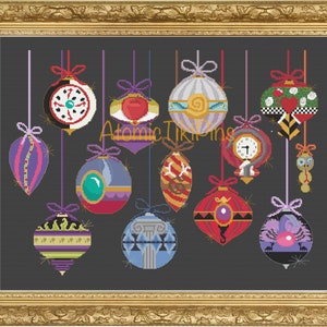 Cross Stitch Pattern:  Villain Midcentury Ornaments