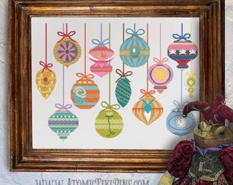 Cross Stitch Pattern:  Princess Midcentury Ornaments
