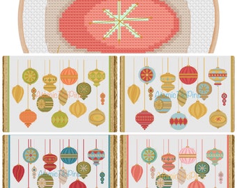 Shiny Brite Midcentury Modern Christmas Ornament Cross Stitch Pattern Pdf