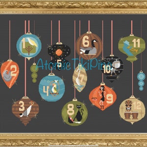 Cross Stitch Pattern:  12 Days of Christmas Ornaments