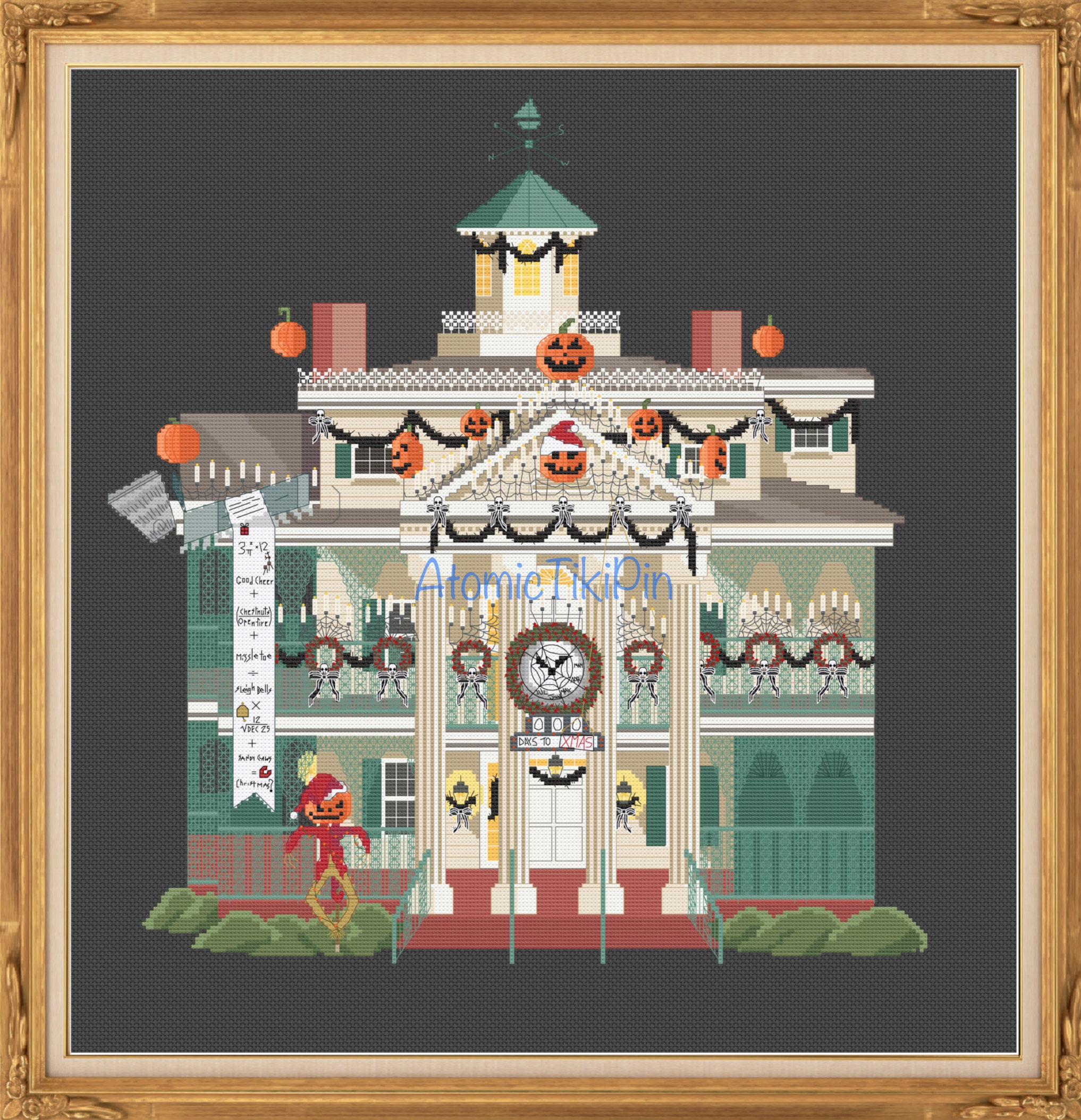 Haunted Halloween Mansion Cross Stitch Pattern - Etsy