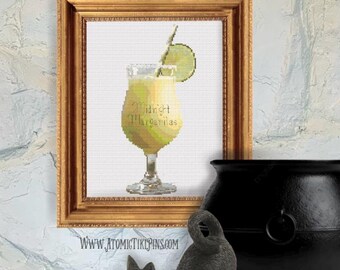 Midnight Margaritas Small Cross Stitch/ Needlepoint Pattern
