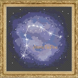 Aquarius Zodiac Nebula Cross Stitch Pattern