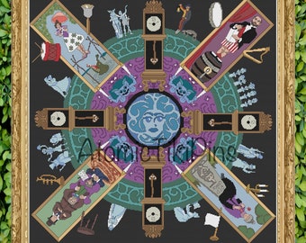 Park Attraction Haunted Mansion Mandala Cross Stitch Pattern PDF