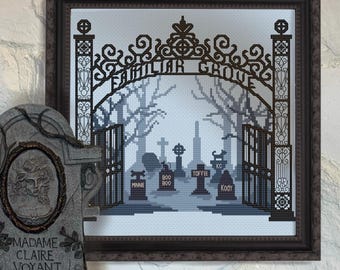 Witchy Pet Memorial Familiar Grove Cross Stitch Pattern