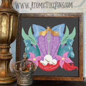 Little Mermaid Princess Crest Cross Stitch Pattern