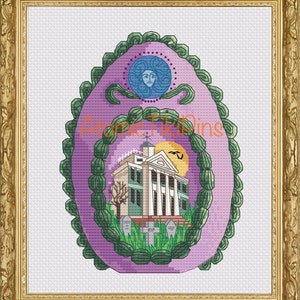 Sugar Easter Egg Haunted House Cross Stitch Pattern