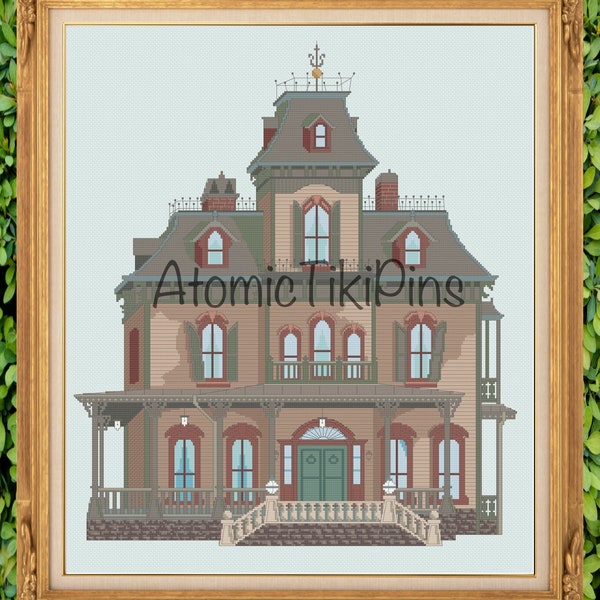 Phantom Haunted House Cross Stitch Pattern