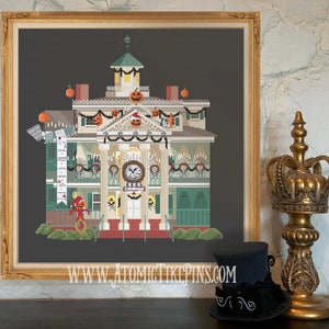 Haunted Halloween Mansion Cross Stitch Pattern