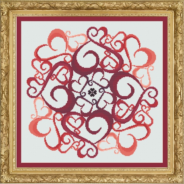 Cross Stitch Pattern:  Heart Mandala