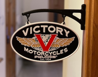 VICTORY motorcycle double sided embossed wall sign