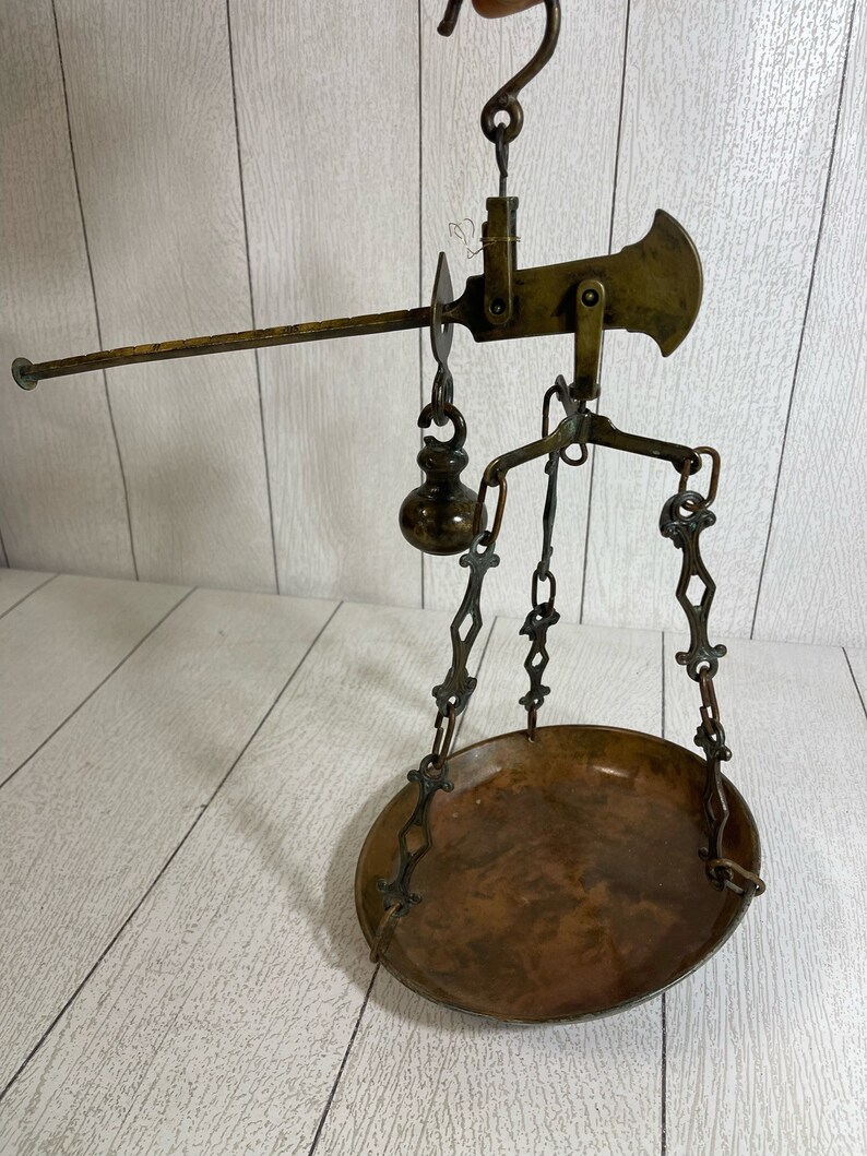Antique Brass Hanging Balance Scale 2 Hooks 10 1/2 Brass Etsy