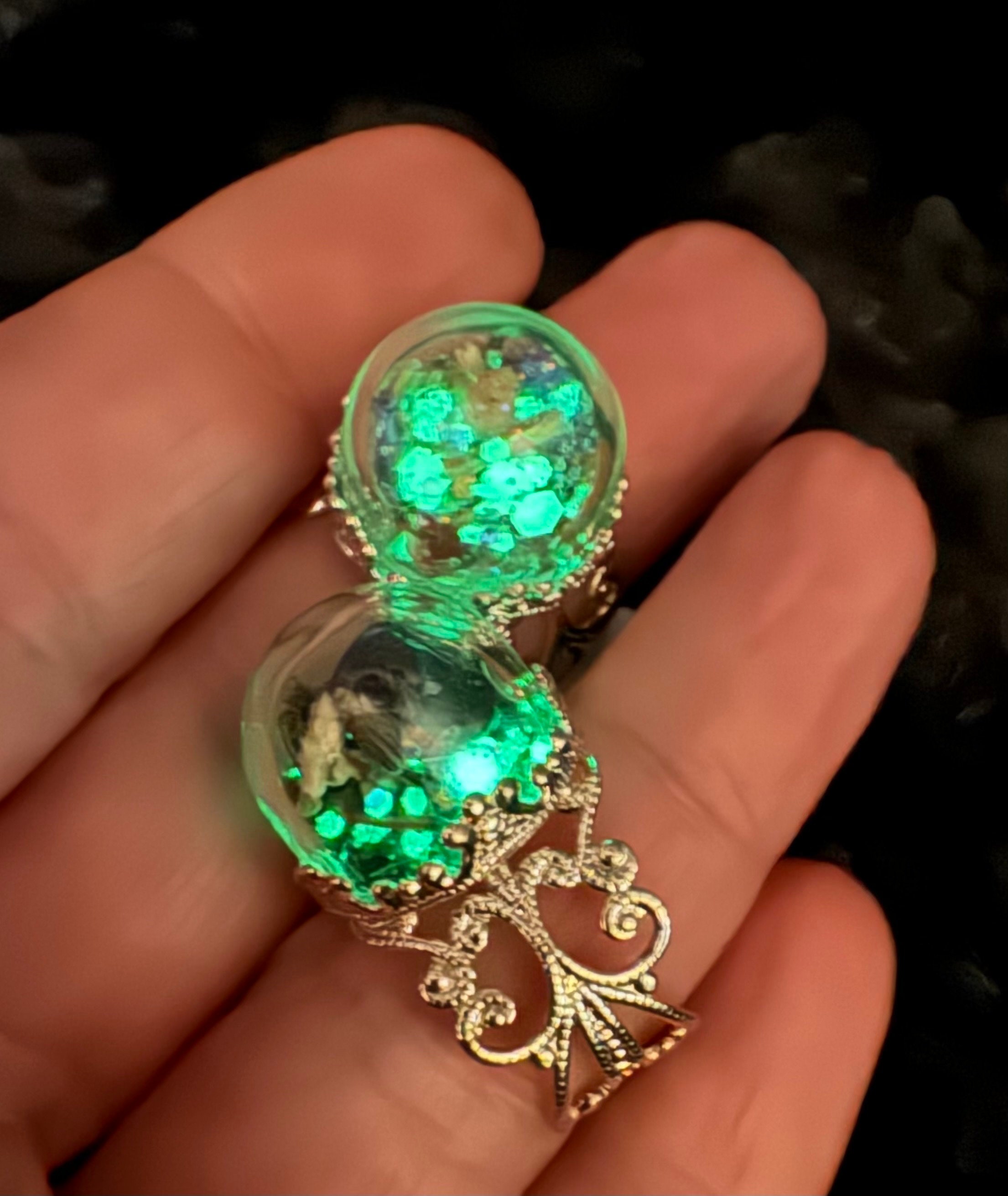 Wish Upon a Globe - Glowing Manifestation, Filagree, Adjustable Intention ring. Wish ring, Meditation ring, prayer ring, focal ring