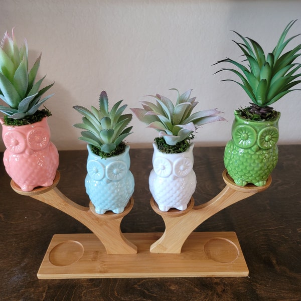 Owl planter, faux succulent, ceramic owl, office, desk decor, kitchen or bedroom, air plant, cute succulent pots, farmhouse stoneware