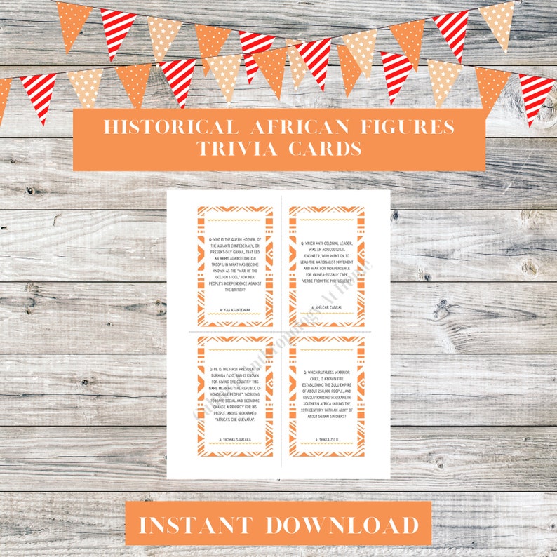 Black History Trivia Cards Homeschool Resources Family Trivia Game Printable Flashcards Instant