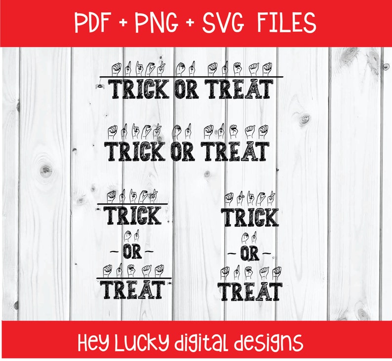ASL Trick or Treat Bundle SVG File/png/clip Art Digital Files Etsy
