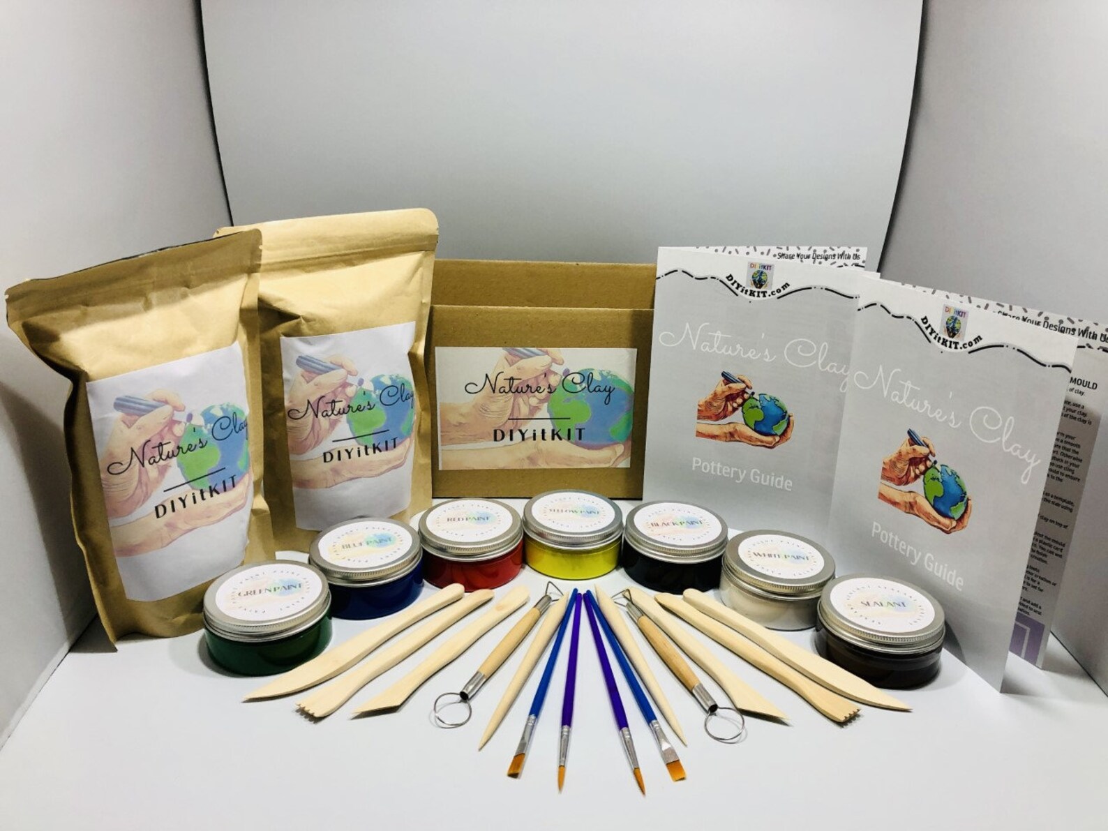 Beginners Clay Pottery Kit for 3 DIY at Home Etsy