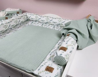 Conjunto - Trocador/colchão para bebês, eucalipto, trocador artesanal, trocador BÄRLI, presente para recém-nascidos
