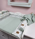 COMPLETE set changing mat changing pad Eucalyptus, handmade changing mat, BÄRLI baby changing mat gift for birth