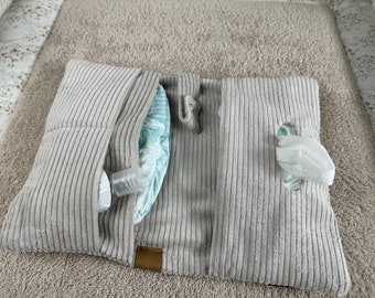 Diaper bag corduroy, handmade baby accessory made of corduroy, BÄRLI baby accessory gift for birth
