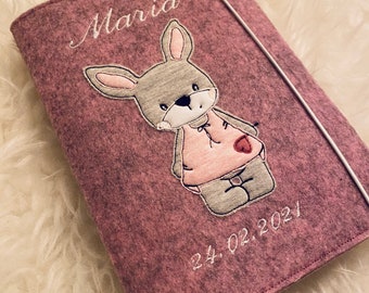 U-book cover felt bunny, handmade baby accessory, BÄRLI baby accessory gift for birth