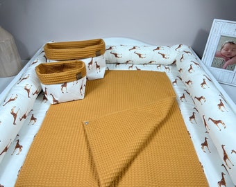 SAFARI changing mat set, handmade changing mat, BÄRLI baby changing mat gift for newborns