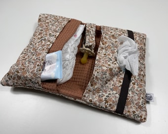 Diaper bag with floral design, handmade baby accessory, BÄRLI baby accessory gift for newborns