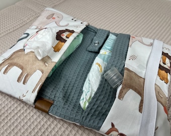 Diaper bag animals of the savannah, handmade baby accessory, BÄRLI baby accessory gift for birth