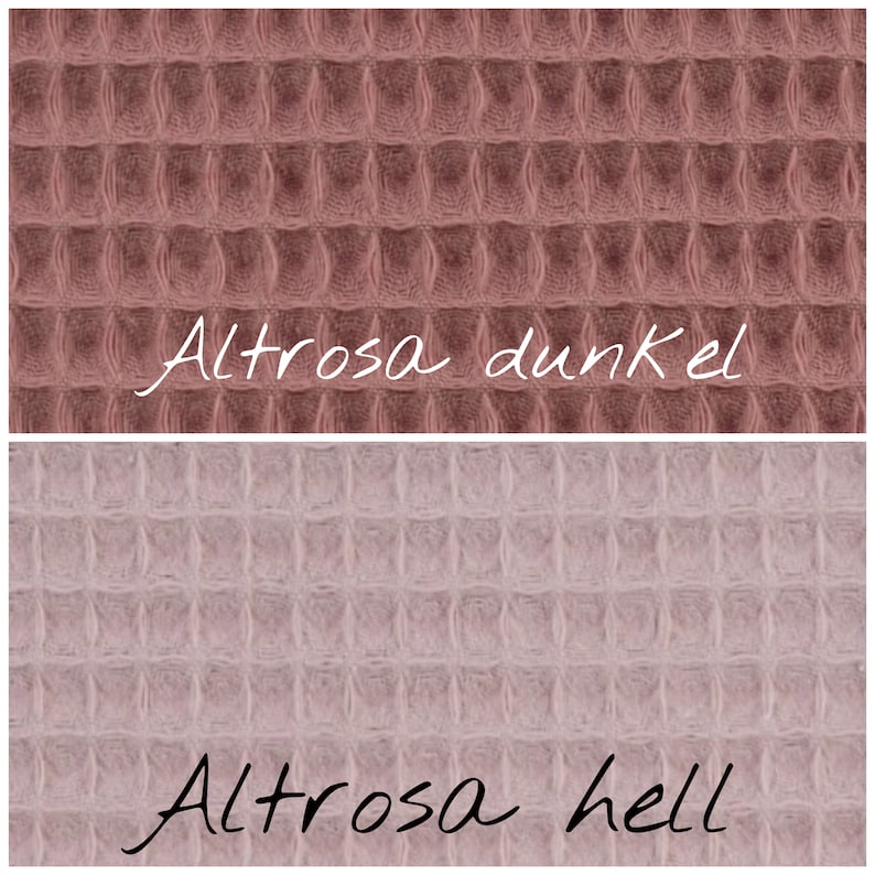 May include: Two fabric swatches, one a darker pink and the other a lighter pink. The swatches are labeled "Altrrosa dunkel" and "Altrrosa hell".