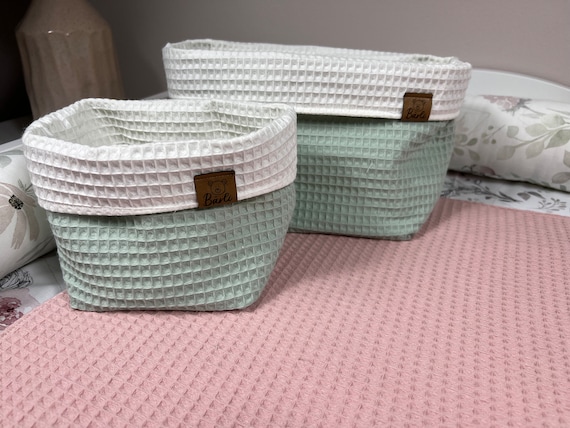 Utensilo Waffelpique 2 Fabig, handgemachtes Babyaccessoire aus Waffelpiqué, BÄRLI Baby Accessoire Geschenk zur Geburt