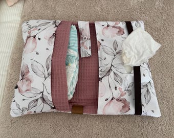 Diaper bag Flower Power, handmade baby accessory, BÄRLI baby accessory gift for birth