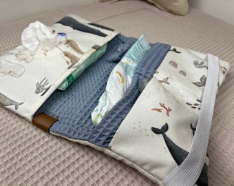 Diaper bag under the sea, handmade baby accessory, BÄRLI baby accessory gift for birth
