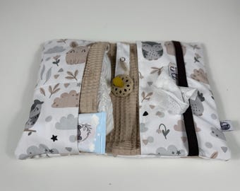 Diaper bag with little owl, handmade baby accessory, BÄRLI baby accessory gift for newborns
