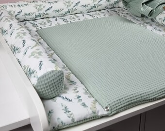 Changing mat Eucalyptus, handmade changing mat, BÄRLI baby changing mat  gift for birth